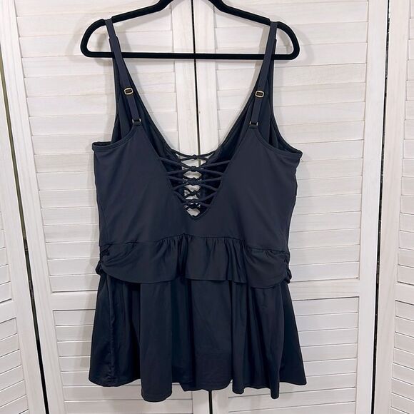 Bleu Swimdress Size 22W Rod Beattie Black Skirted - Picture 6 of 13